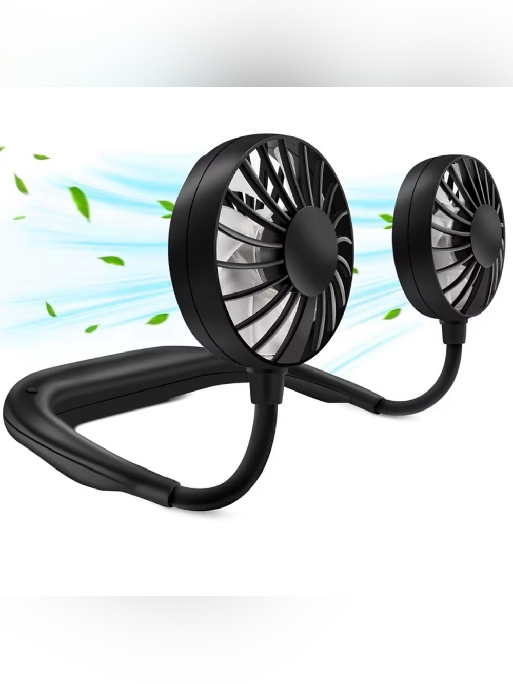 Portable Black Neck Fan - Hands-Free Dual Mini Fans NEW